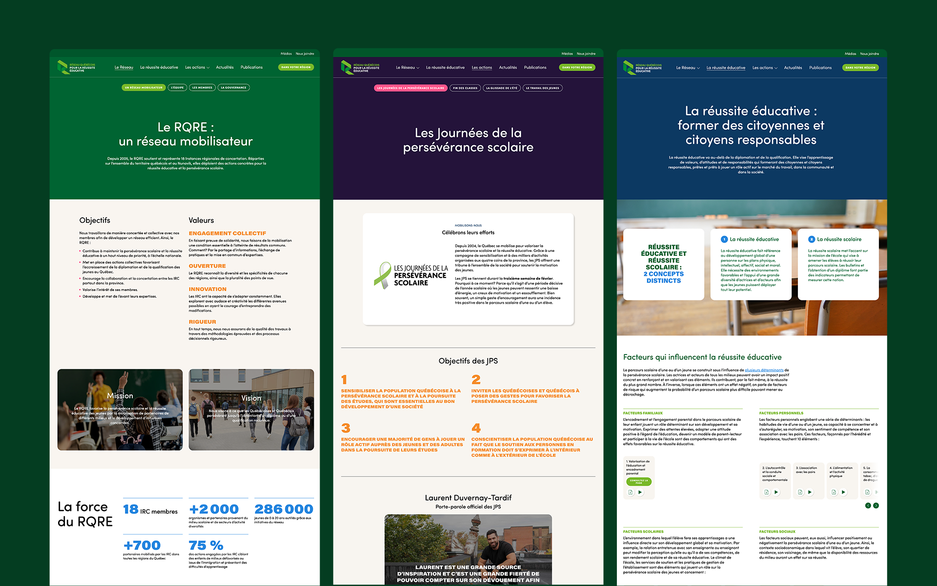 Réseau québécois pour la réussite éducative - Refonte de site web