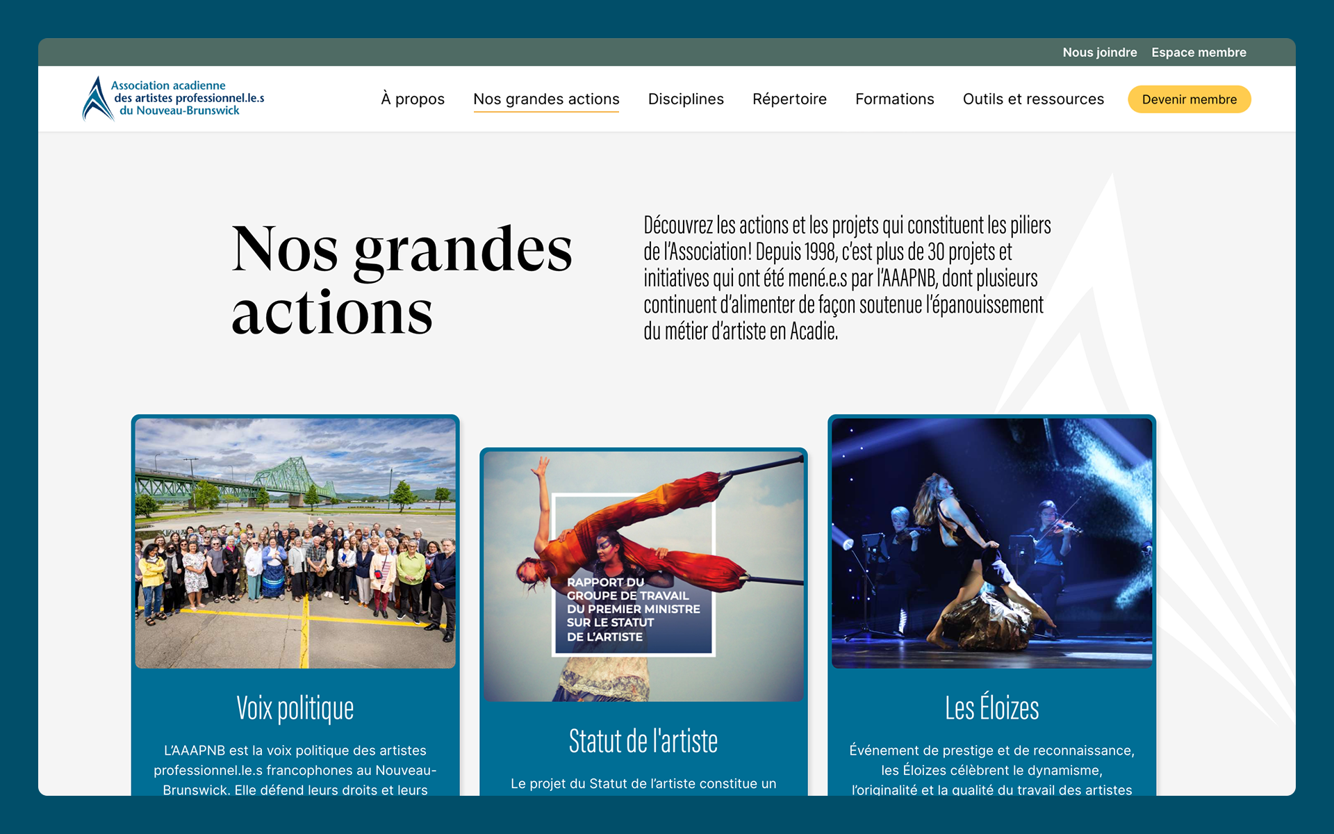 Association des artistes du Nouveau-Brunswick (AAAPNB) - Refonte du site web